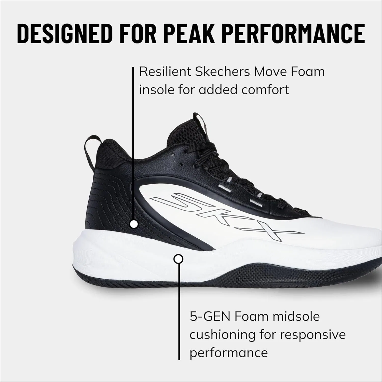 Кроссовки Skechers Men's Basketball Skx League, White Black — фото 3