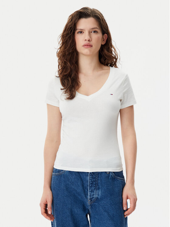 

Облегающая футболка DW0DW20458 Tommy Jeans, белый