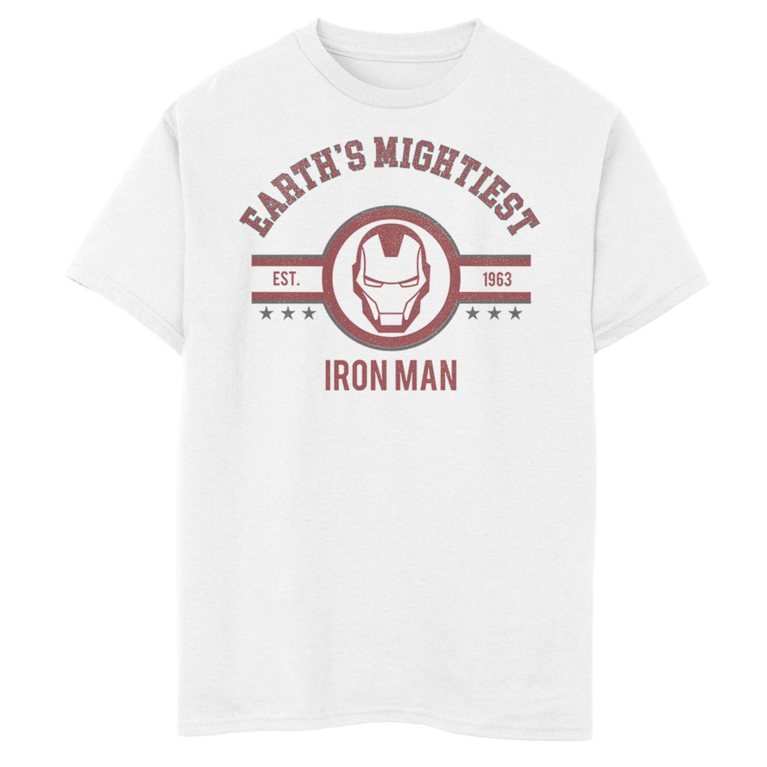 

Футболка с логотипом Marvel Avengers Earth's Mightiest Iron Man для мальчиков 8–20 лет Marvel, белый