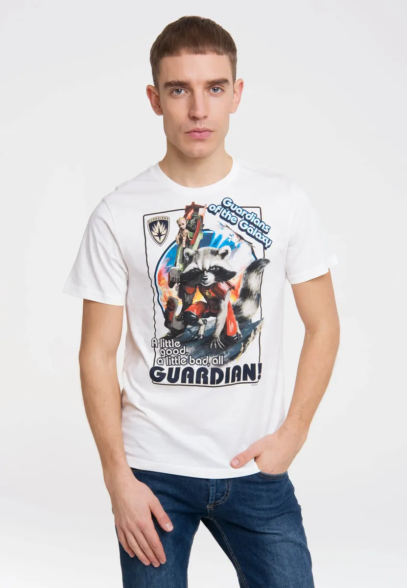 

Футболка Logoshirt "Стражи Галактики - Ракетный Енот" с принтом "ракета", белый