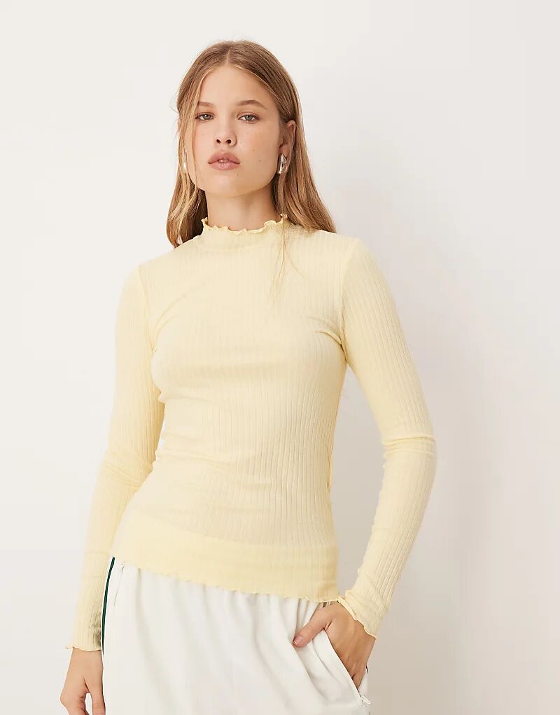 

Лонгслив JDY с длинными рукавами и салатовой кромкой цвета пахты