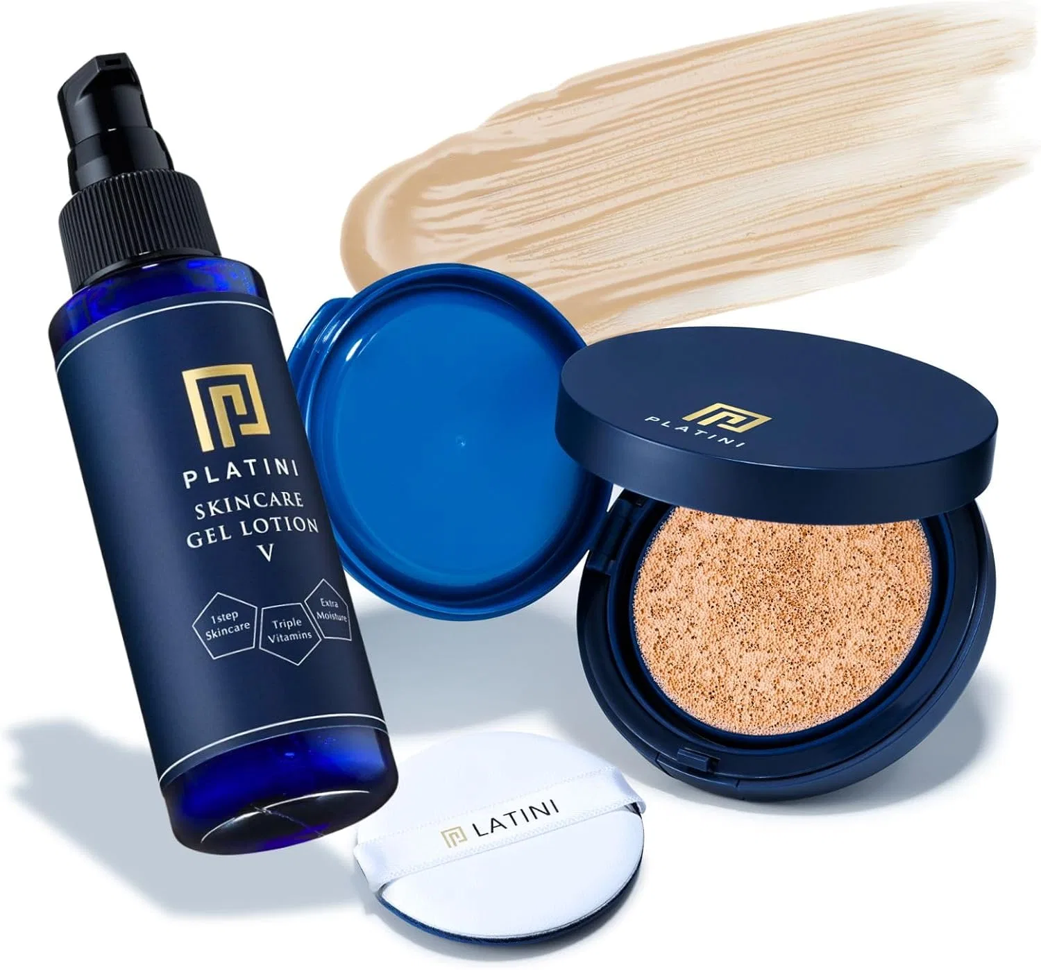 Набор для ухода за кожей и макияжа Platini 7-в-1: тональный крем с SPF30 и гель-лосьон, 11 г + 100 мл, натуральный
