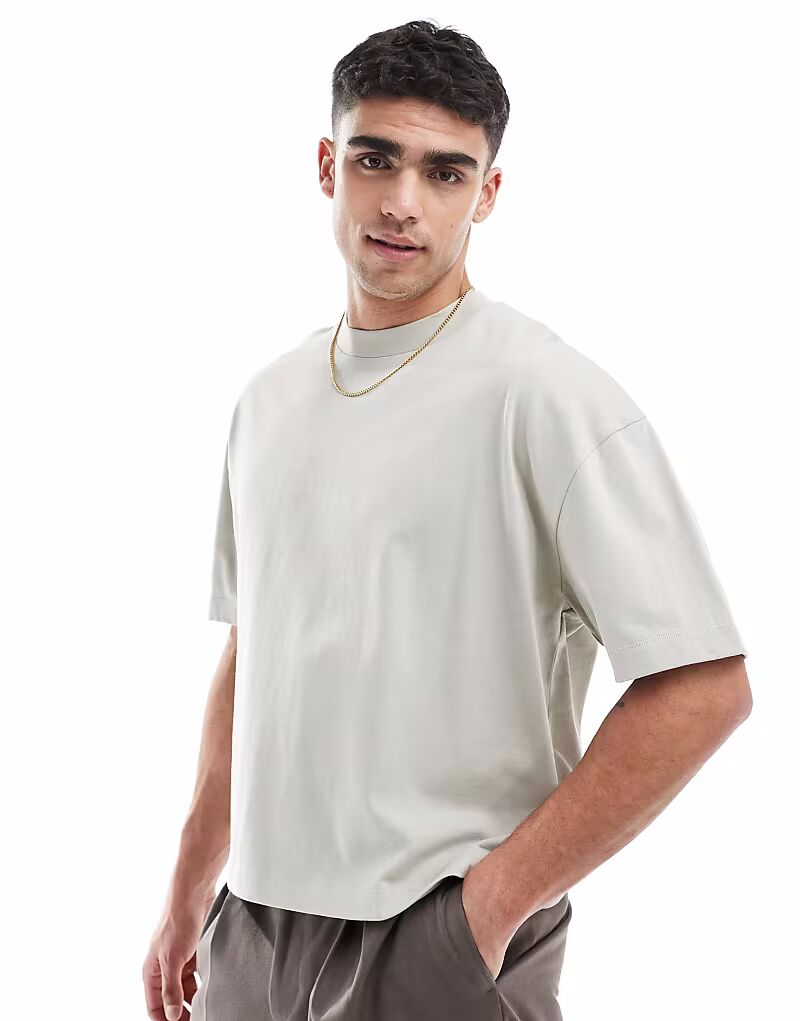 

Футболка свободного кроя ASOS DESIGN, плотная, светло-серого цвета - STONE