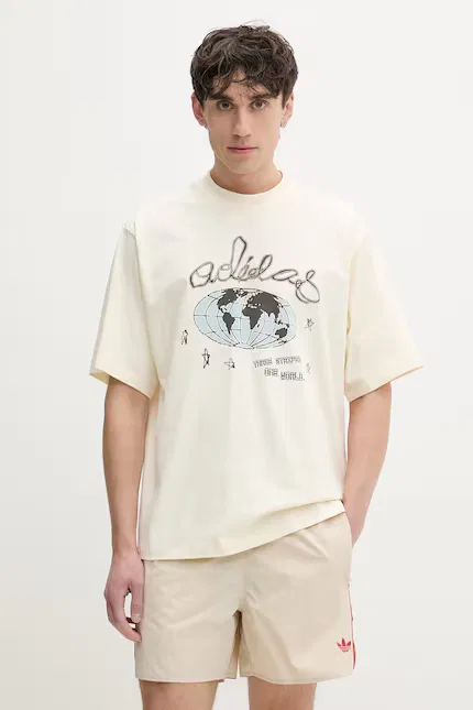 Футболка хлопковая классическая Adidas Originals, бежевый