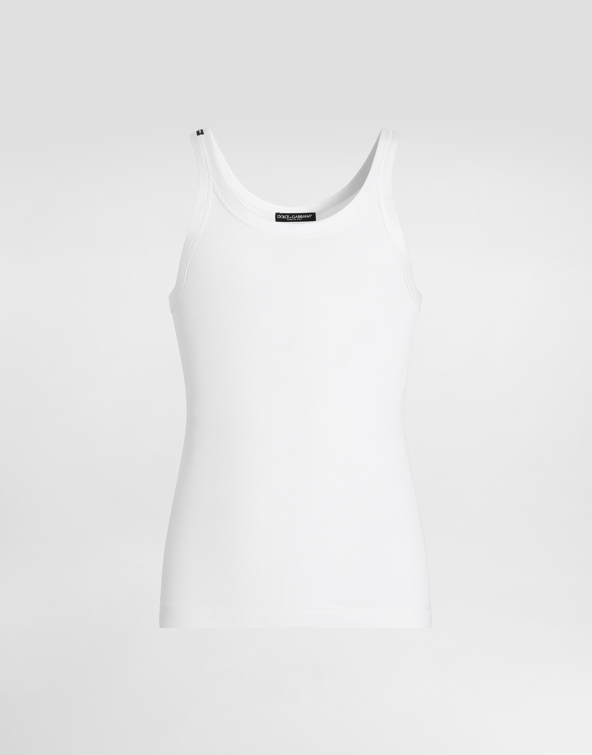 

Майка облегающего кроя из мелкой ребристой ткани с биркой Dolce & Gabbana, белый