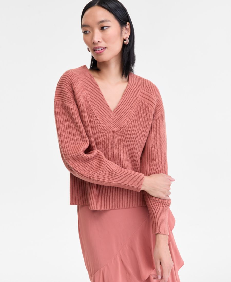 

Женский ребристый свитер с направленным рисунком, эксклюзивно для Macy's INC International Concepts, Copper Brown