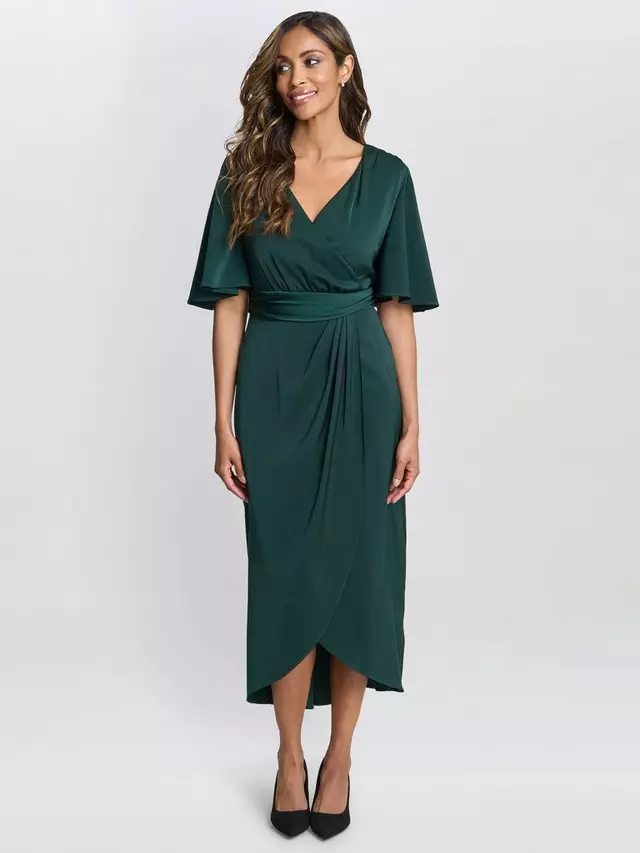 

Платье Gina Bacconi Misha V-Neck Midi, темно-зеленый