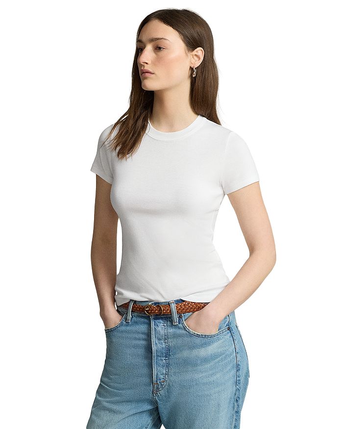 

Футболка из хлопка в рубчик Ralph Lauren, белый
