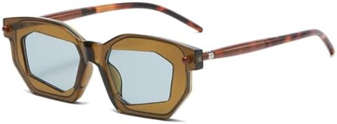 

Солнцезащитные очки Polygon для женщин, двухцветные, модные, с прозрачными линзами, в панк-оправе, с заклепками, уникальные, с защитой от УФ-излучения UV400 MTZJH, Tea Blue