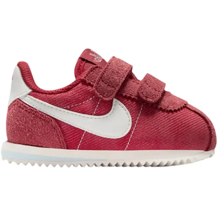 Nike Детские низкие кроссовки Cortez SE, красно-белые, для младенцев и малышей — фото 3