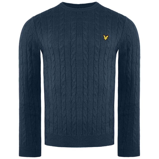 

Мужской темно-синий свитер с кабелем Lyle & Scott, синий