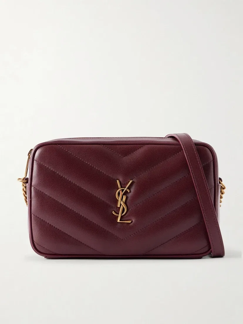 Сумка на плечо Loulou из стеганой фактурной кожи SAINT LAURENT, бордовый