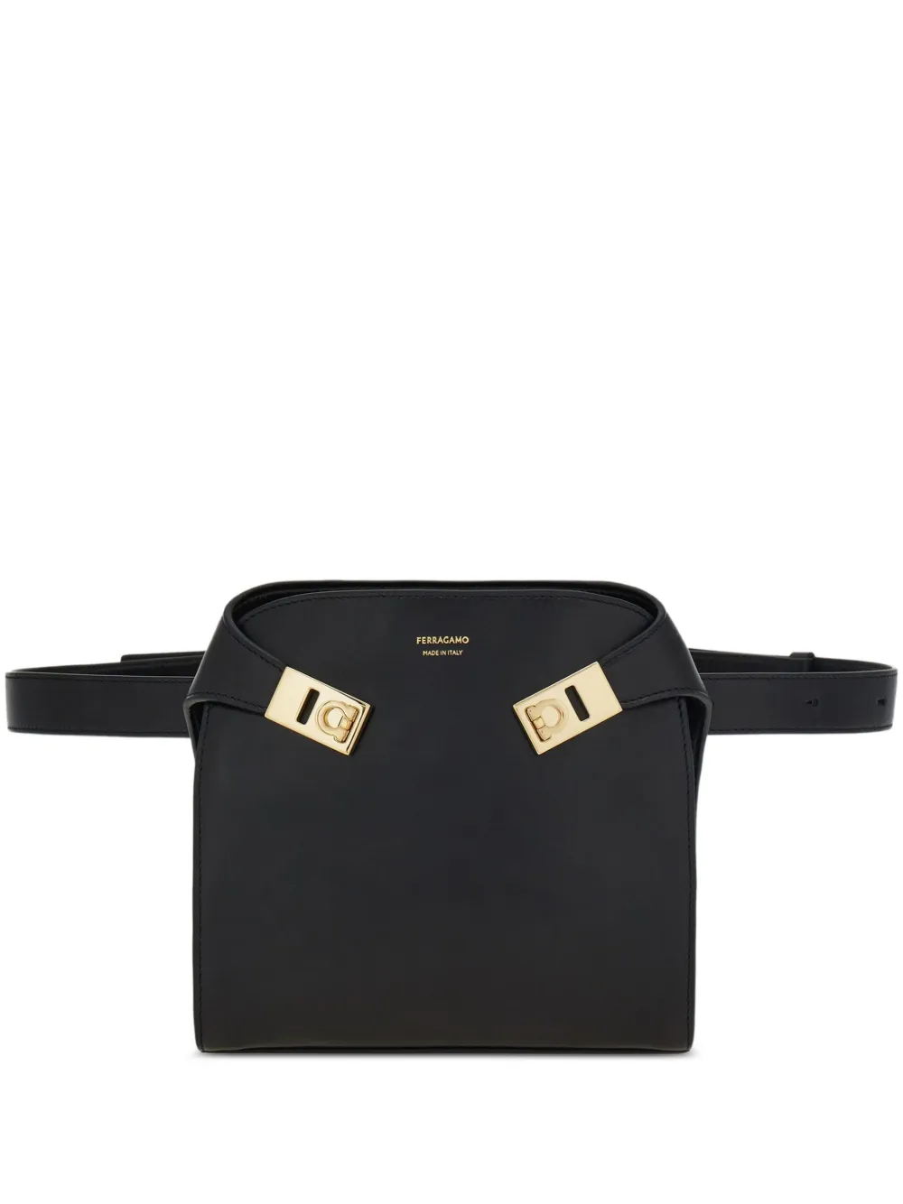 

Маленькая поясная сумка Hug с пряжкой Ferragamo, черный