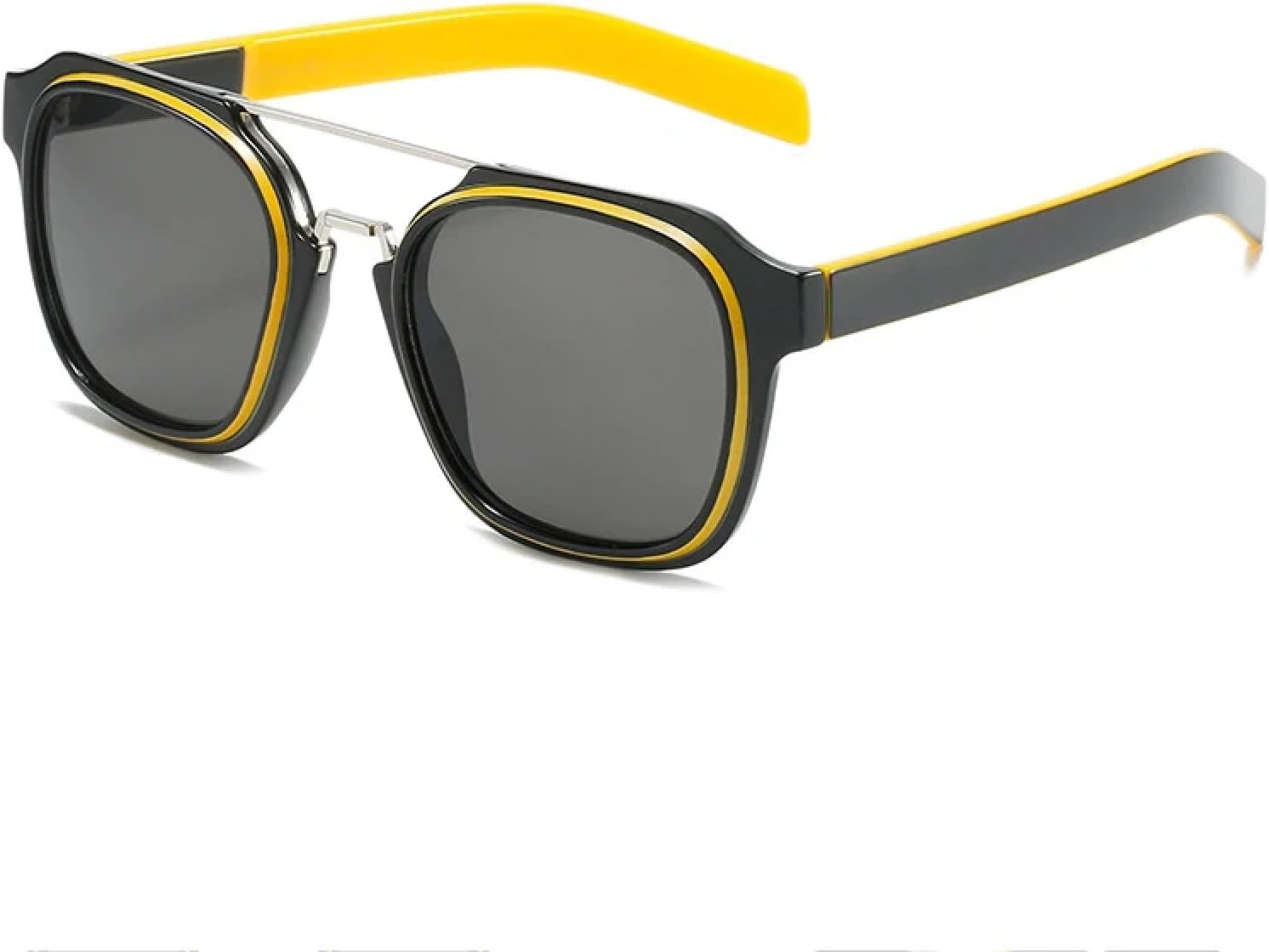 

Модные винтажные солнцезащитные очки с двойной перемычкой для женщин и мужчин, роскошные, для активного отдыха и вождения, с защитой от УФ-излучения UV400 TKKTLLT, Yellow Gray