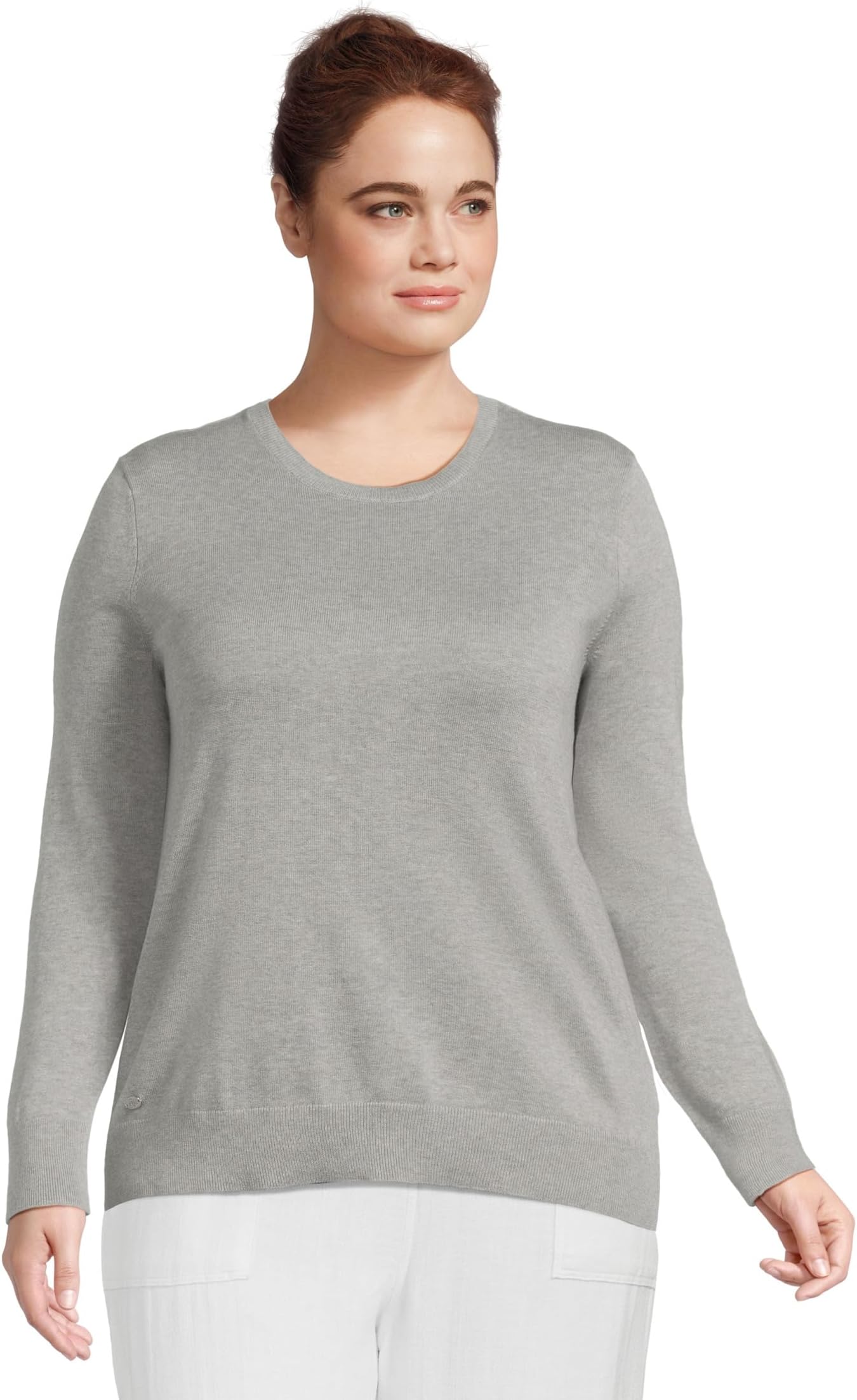 

Свитер Lauren Ralph Lauren Plus Size Cotton-Blend Sweater, цвет Pearl Grey Heather