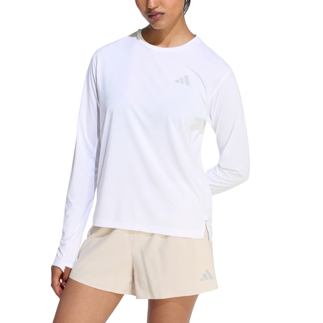 (WMNS) Adidas ADI365 Running Climacool Iconic Long Sleeve Top 'White' — фото 2