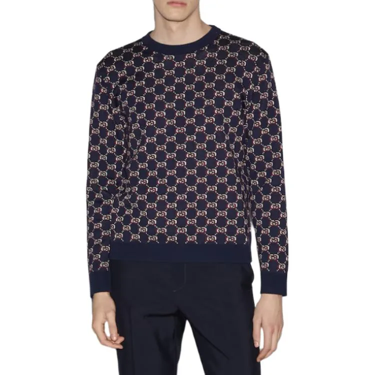 Свитер мужской Gucci Blue Crew Neck Moderate, весна-осень — фото 4