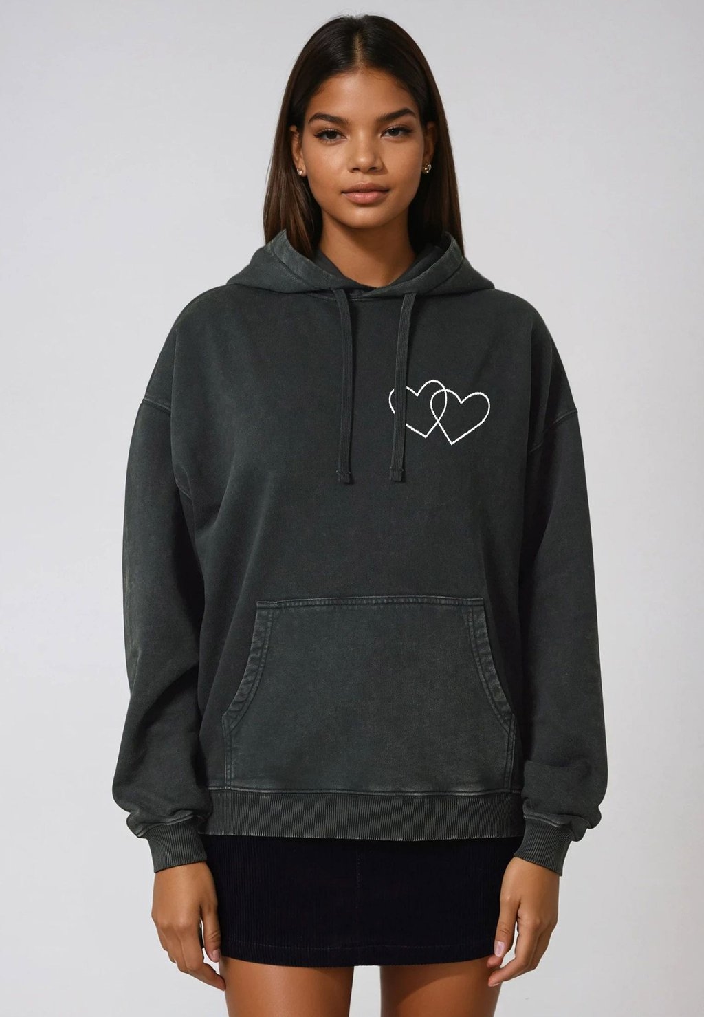 

Толстовка DOUBLE HEART VINTAGE EMBROIDERY - Hoodie Mira Paris, цвет Black Denim