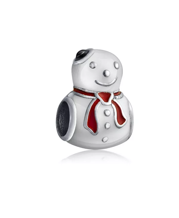 

Рождественская зимняя белая праздничная бусина-подвеска в виде снеговика из серебра 925 пробы Bling Jewelry, white