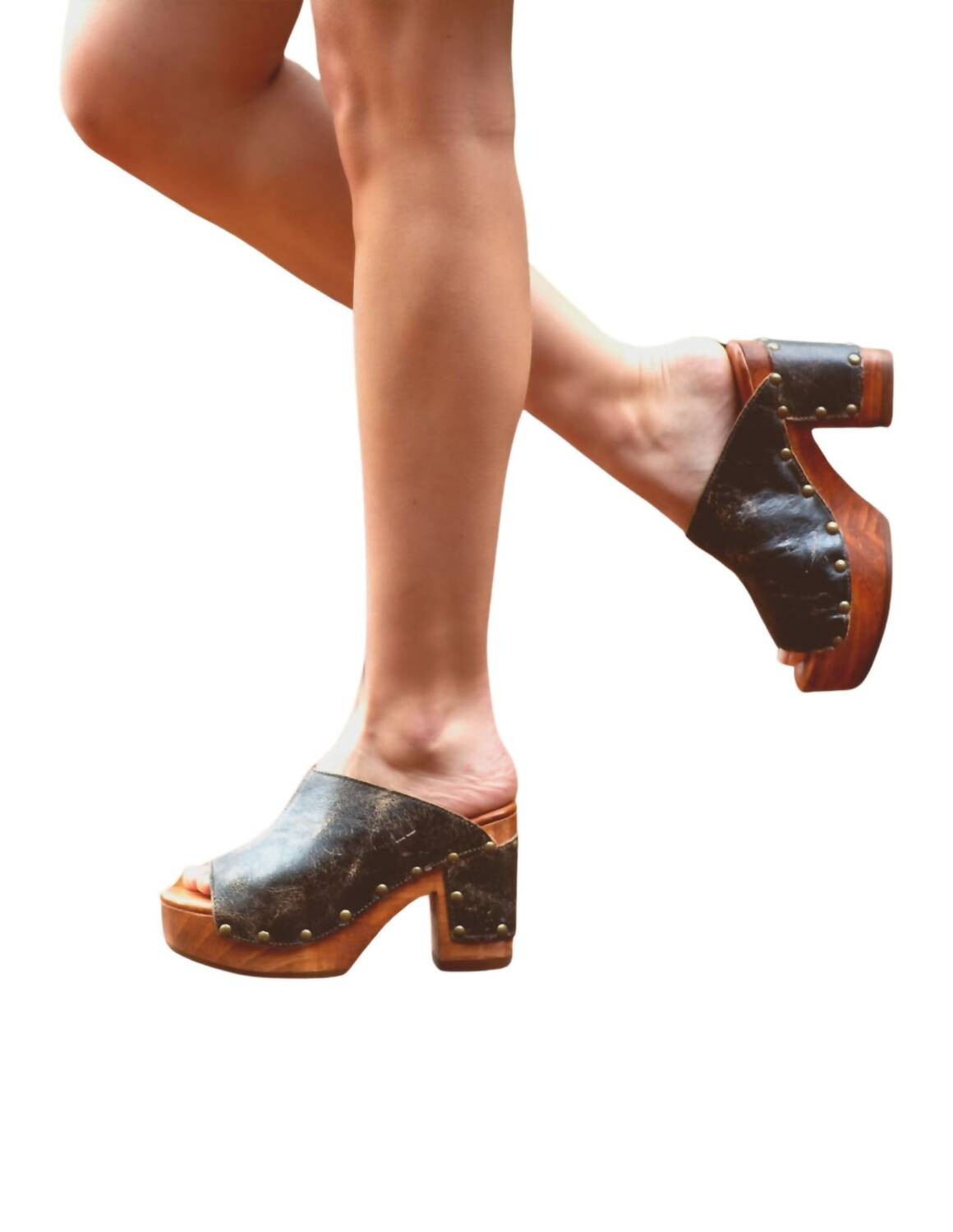 Черные туфли на плоской платформе Deva Clog Lux Bed Stu