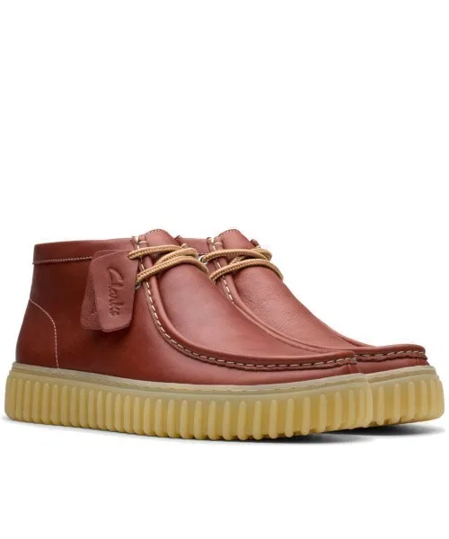 Мужские высокие мокасины Clarks Torhill Hi коричневые