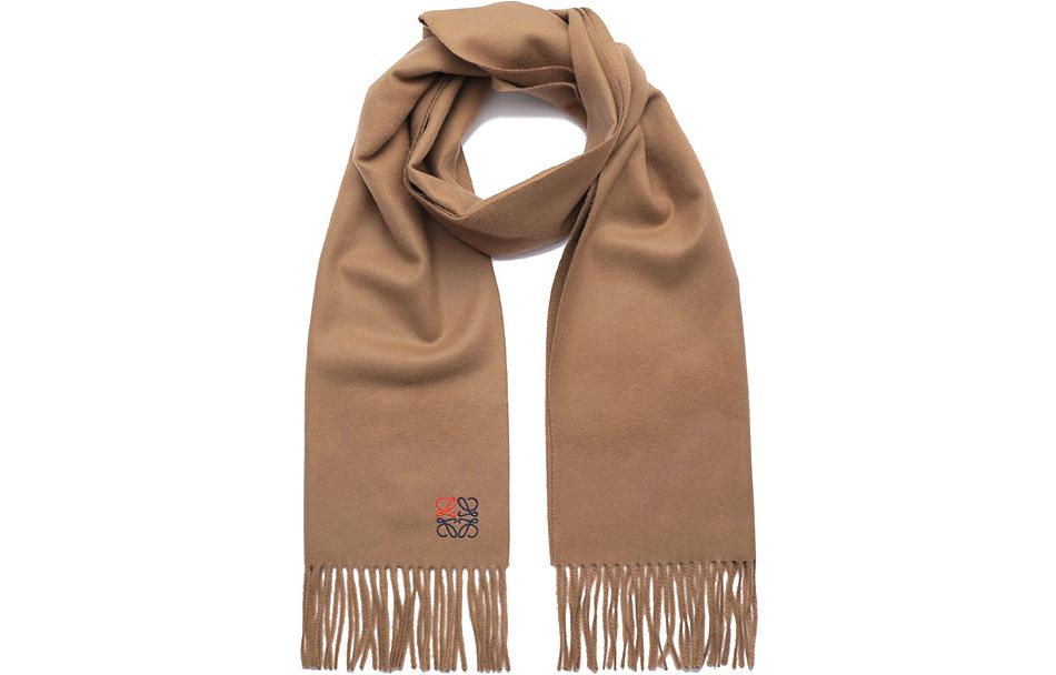 LOEWE Кашемировый вязаный шарф женский верблюжий, Camel — фото 4
