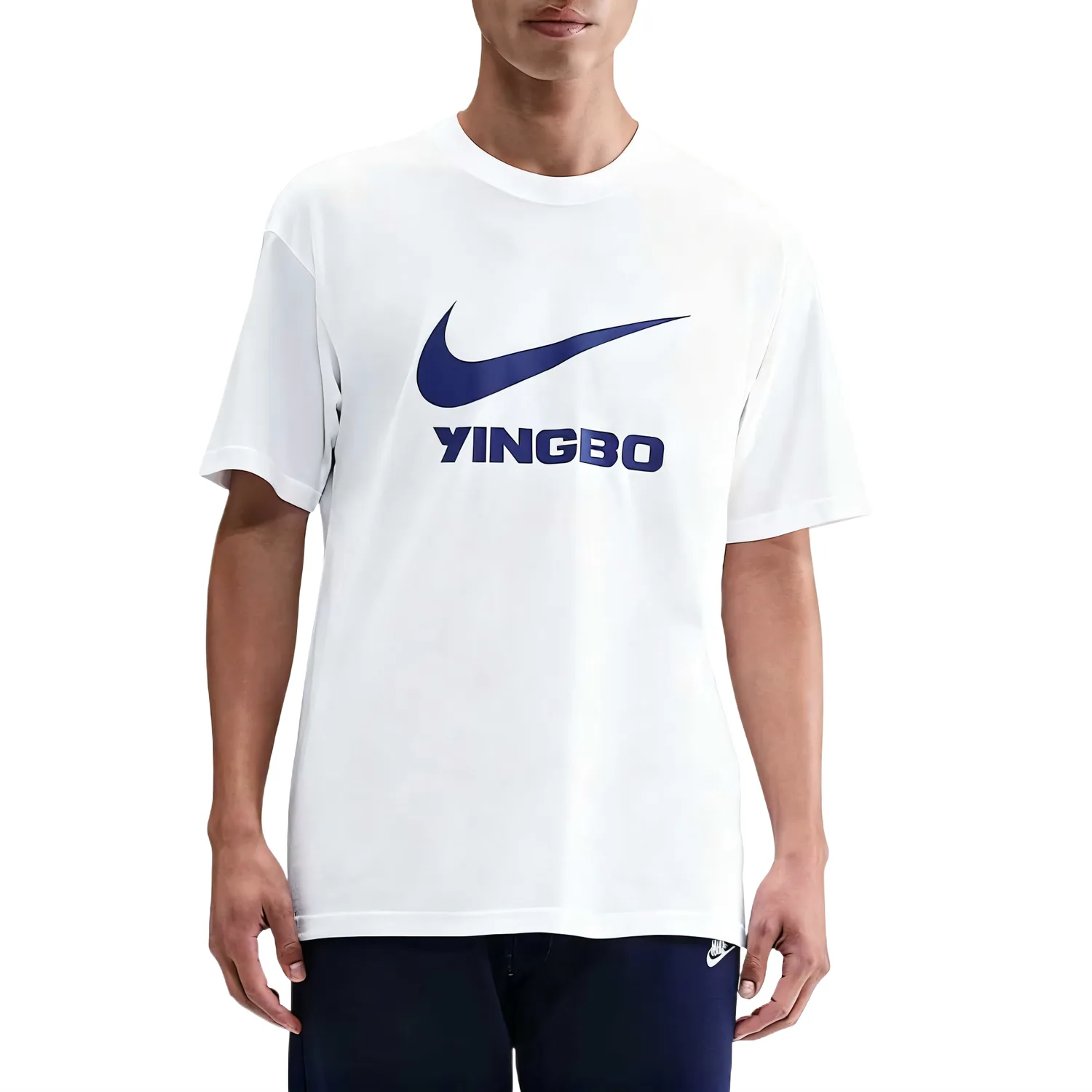 Nike Футболка мужская White/Royal Blue Crew Neck