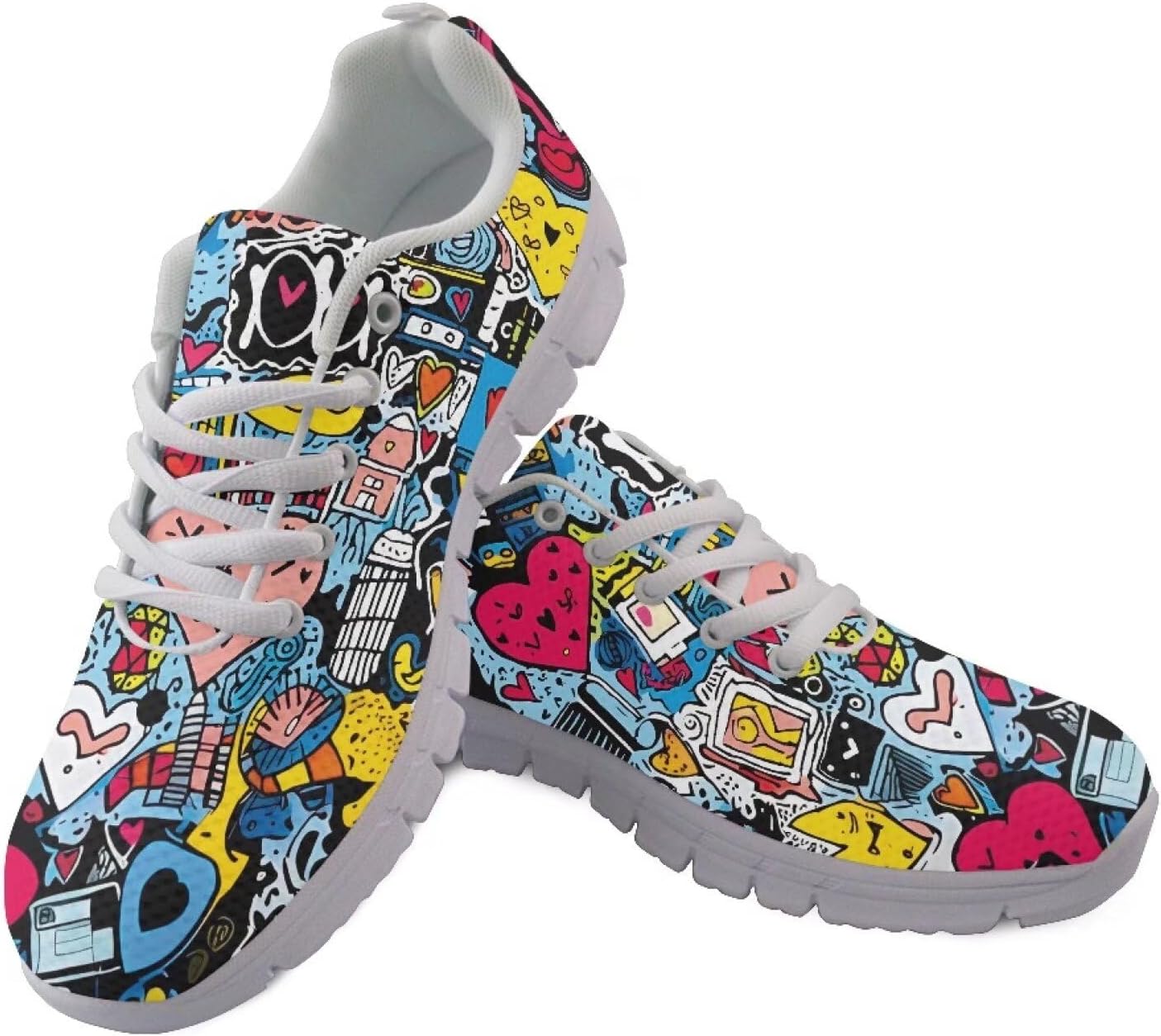 

Женские кроссовки на платформе Hawapod, легкие, дышащие, для ходьбы, модные, с противоскользящей подошвой, для бега, унисекс, Heart Shaped Colorful