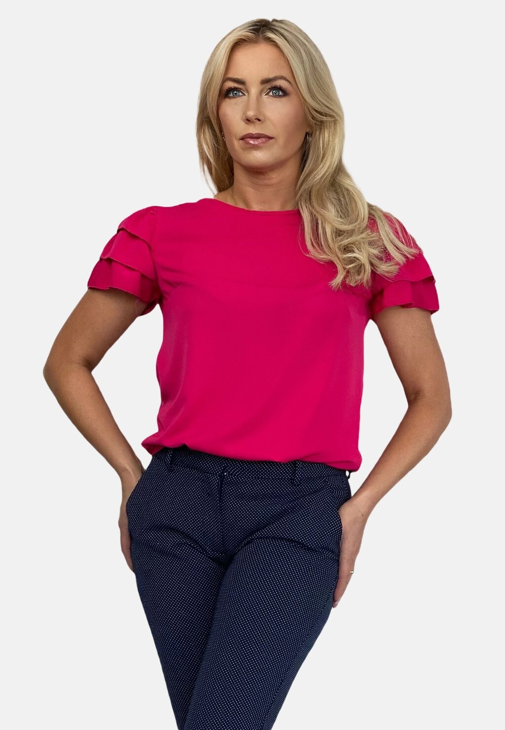 

Блузка WITH FRILLS ON THE SLEEVES REGINA FASHION, цвет mottled pink