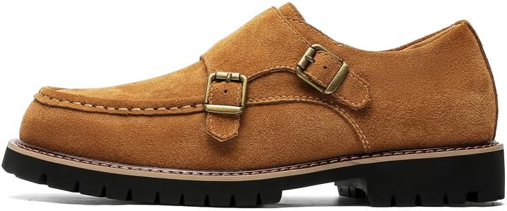 

Мужские замшевые лоферы с двумя пряжками, модель с мысом-мокасином, подошва lug Conson-Ks, коричневый