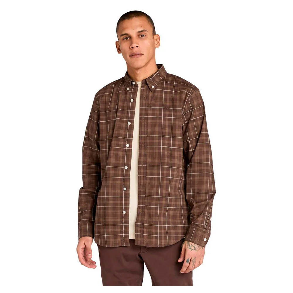 

Рубашка Timberland Stretch Poplin Check, коричневый