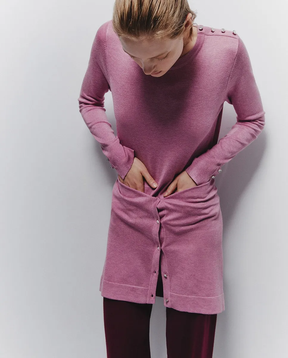 

Джерси с декоративной пуговицей Sfera, розовый