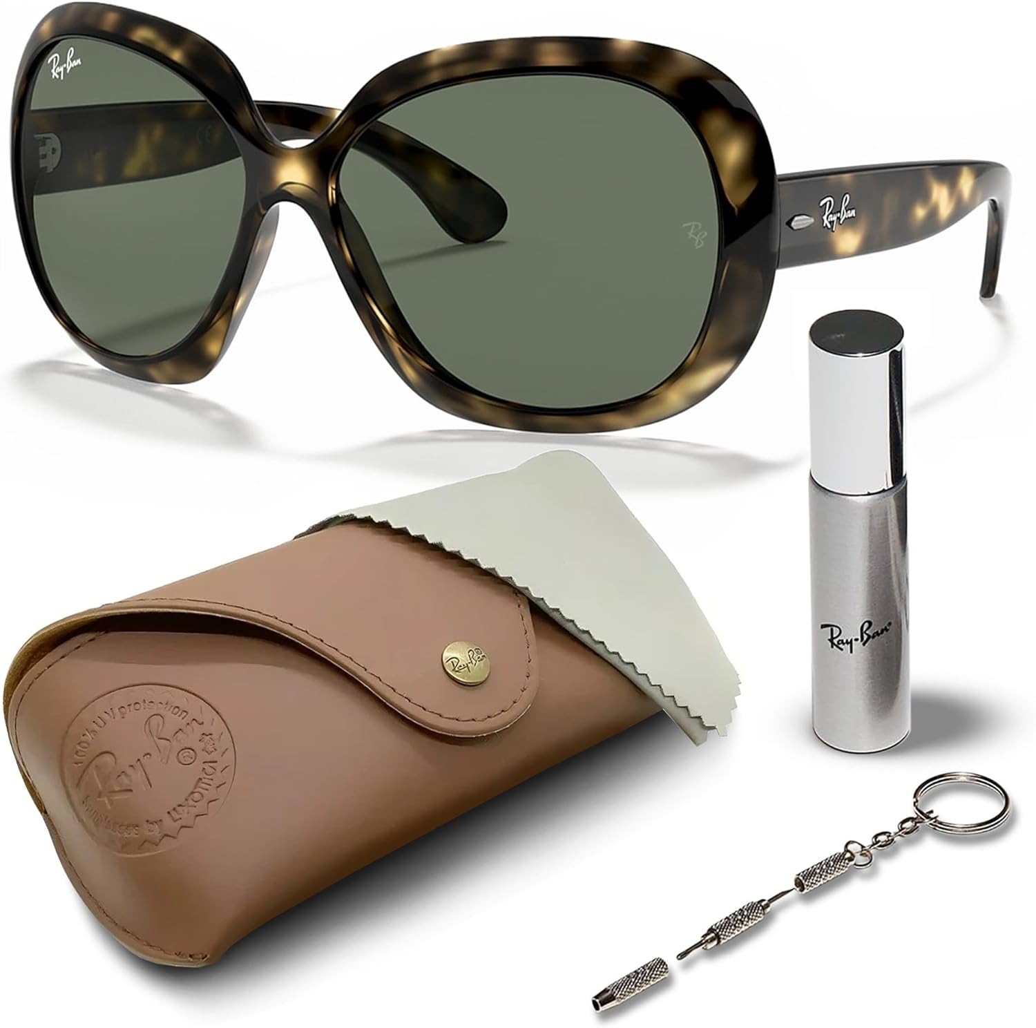 

Солнцезащитные очки Ray-Ban RB4098 JACKIE OHH II в форме бабочки для мужчин и женщин, в комплекте с официальным набором очков RAYBAN, Polished Light Havana Frame | Green Classic Lens