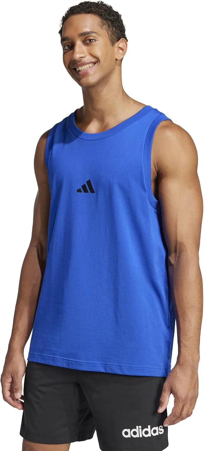 Мужская майка adidas Essentials с маленьким логотипом — фото 2