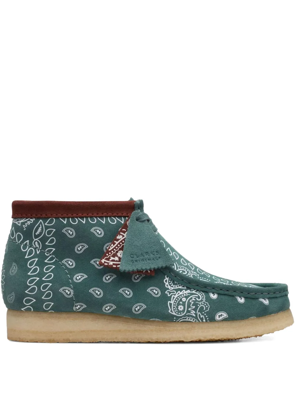 

Ботинки Wallabee с принтом банданы Clarks, зеленый