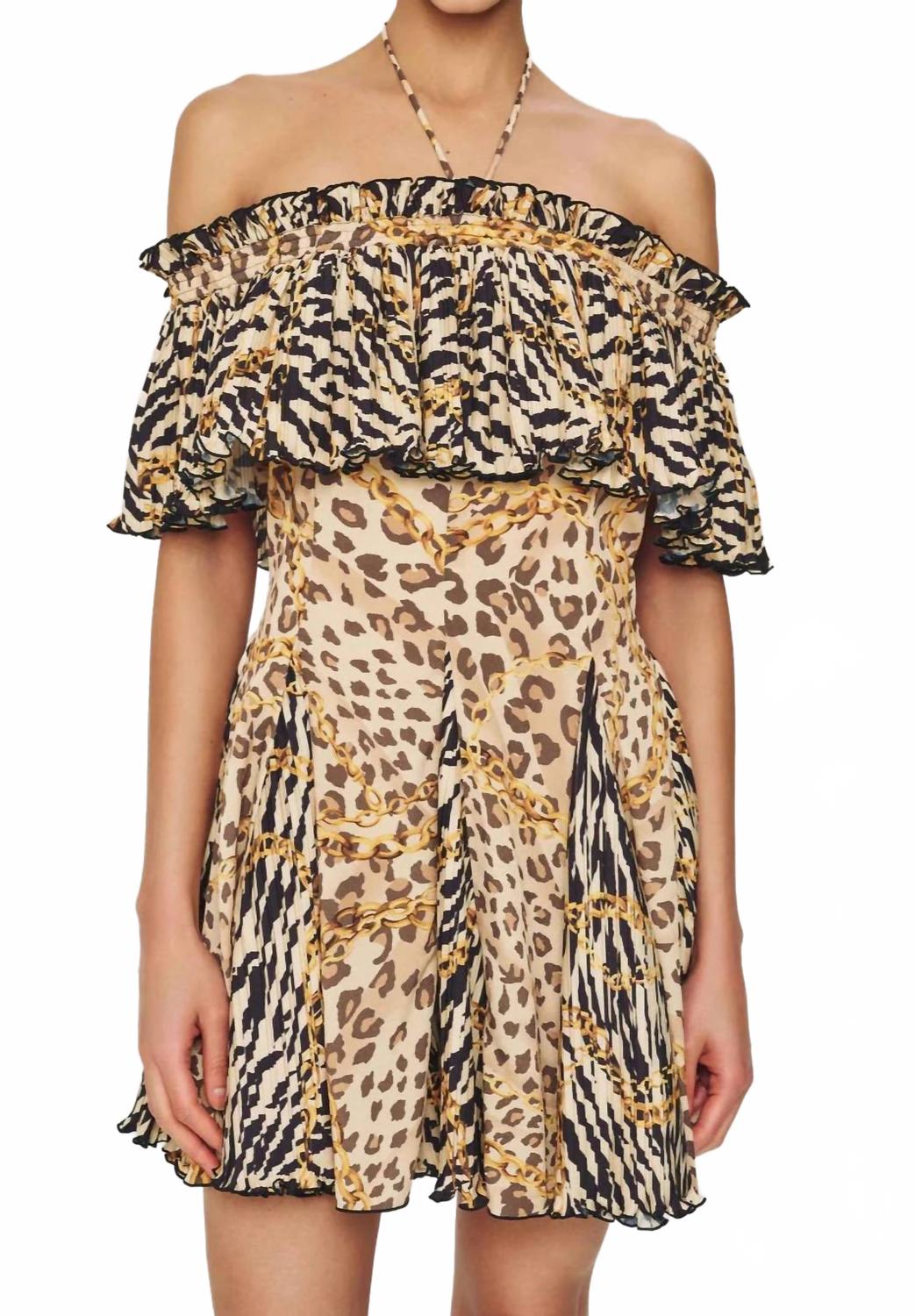 

Платье мини Esmi в смешанном зеброво-гепардовом принте RONNY KOBO, Mixed Zebra Cheetah Print
