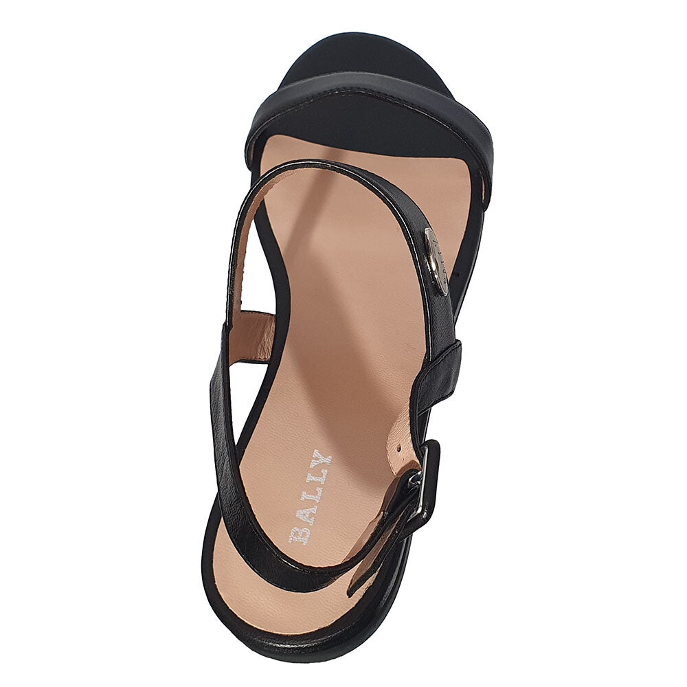 Женские черные сандалии на плоской подошве из кожи ягненка Bally Carlas 6234087, черный — фото 4