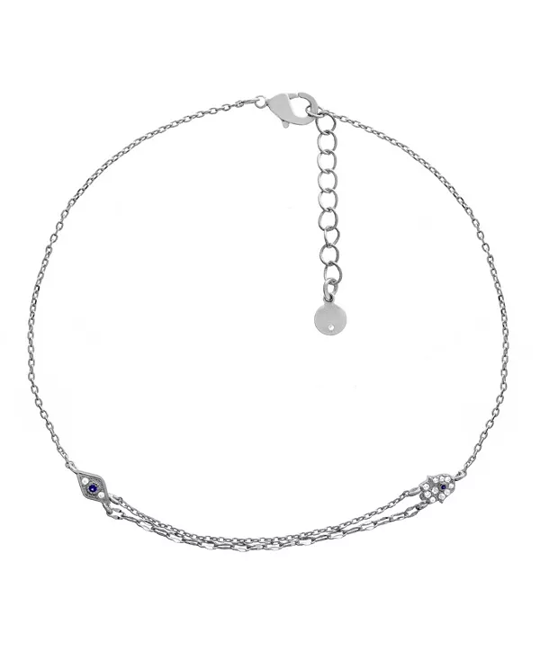 

Серебряный браслет на ногу с символом хамсы и сглаза And Now This, silver