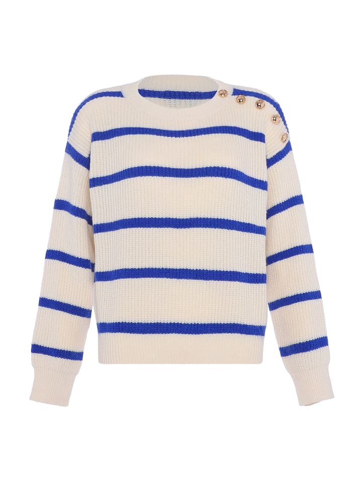 

Женский свитер в кремово-белом и королевском синем цветах faina