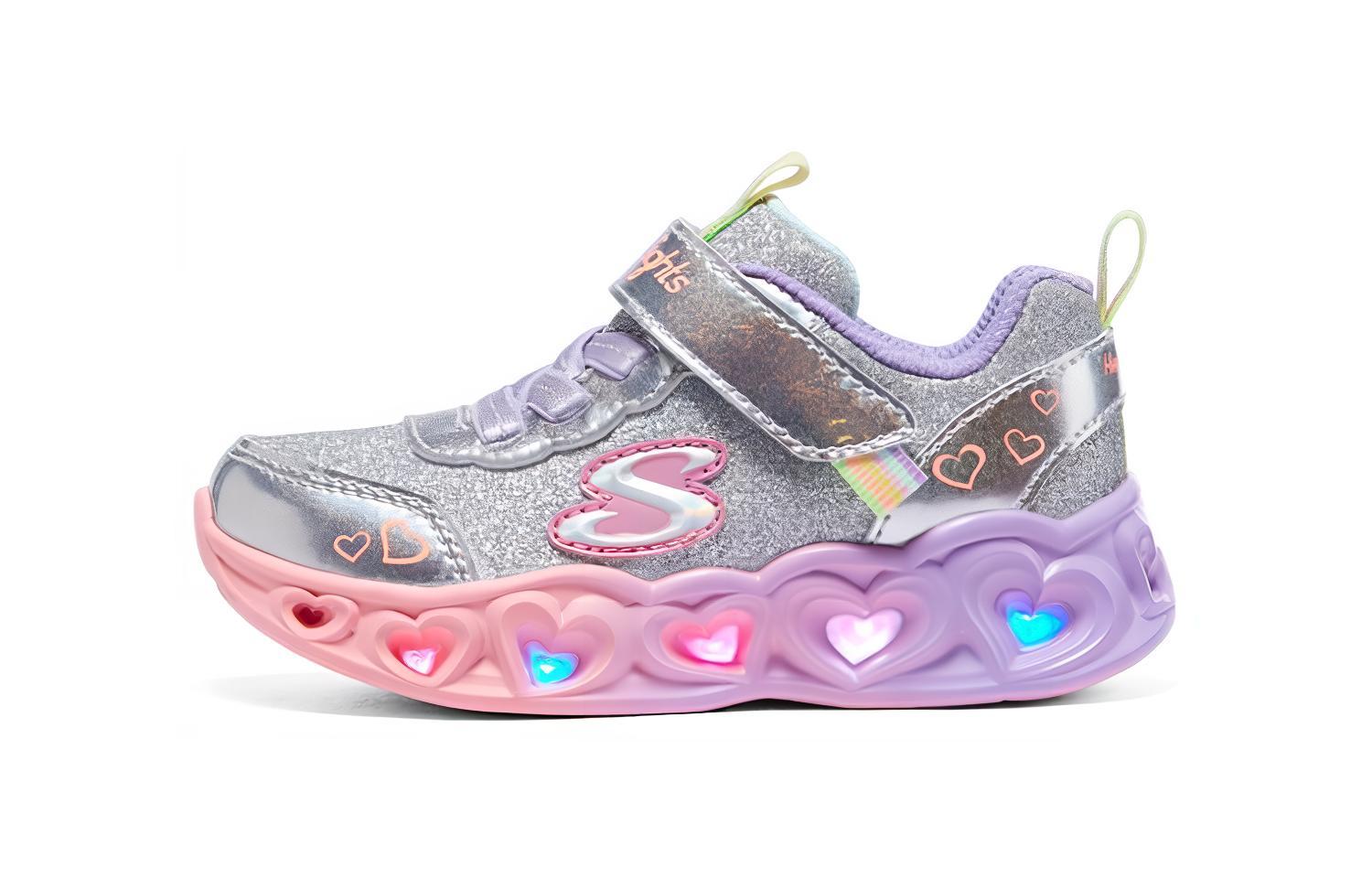 

Кроссовки Skechers Heart Lights Toddler Shoes TD Low-top Silver Color, серебряный