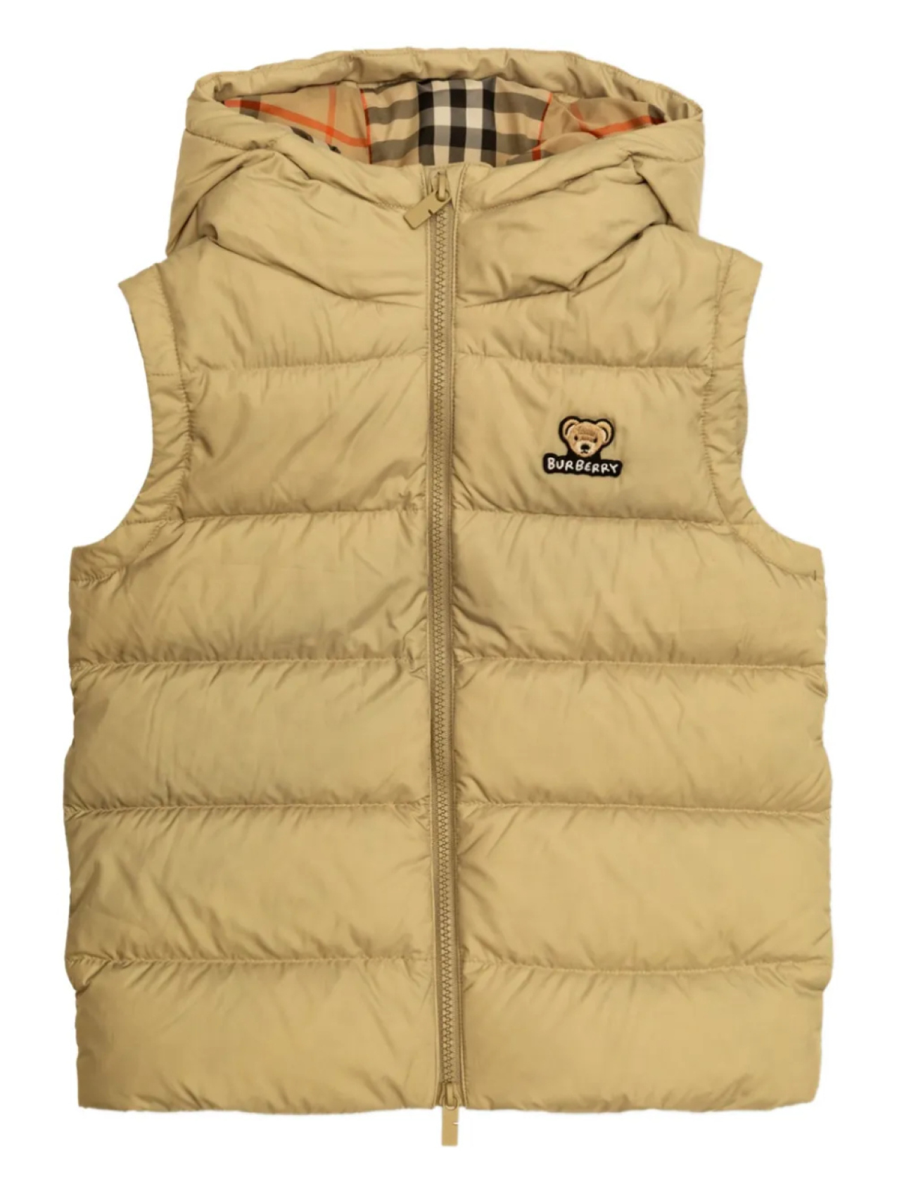 

Утепленный жилет с капюшоном Burberry Kids, нейтральный