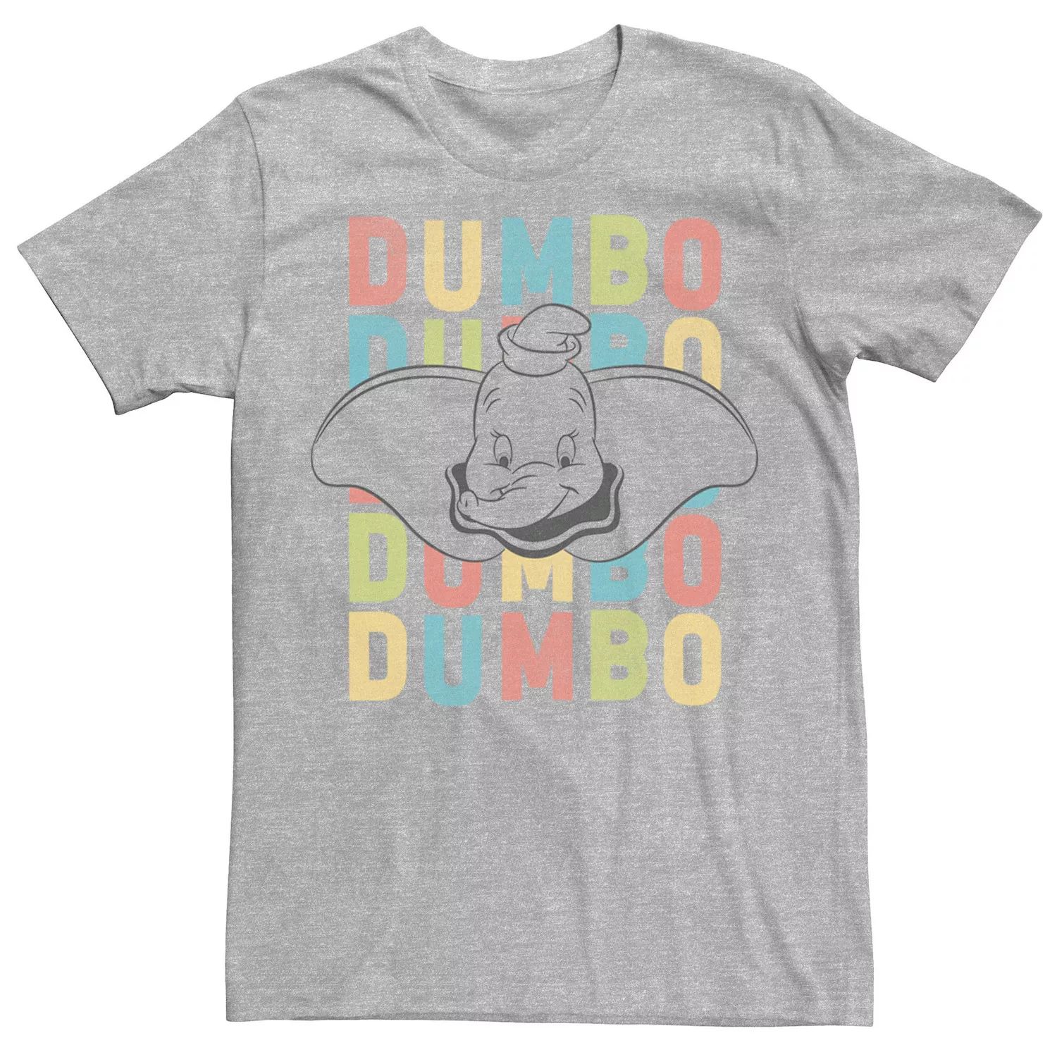 

Мужская футболка с красочным винтажным плакатом Dumbo Name Stack Disney