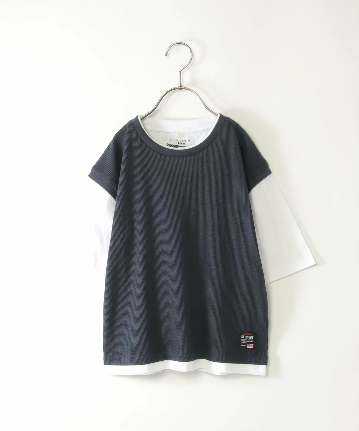 Вафельный жилет, футболка с рукавом 3/4 (120~160 см) Ikka, Navy blue