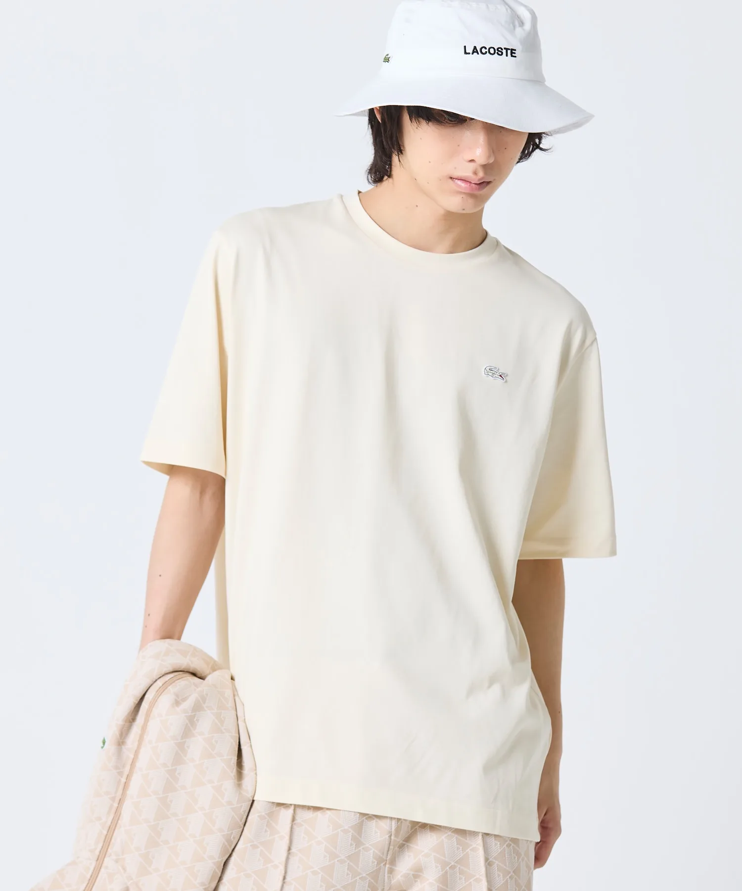 Футболка Relaxed Fit с двухслойной структурой LACOSTE off-white