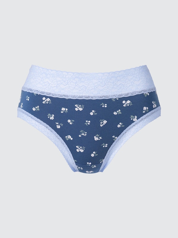 

Трусы с высокой посадкой с цветочным принтом Uniqlo, 66 blue