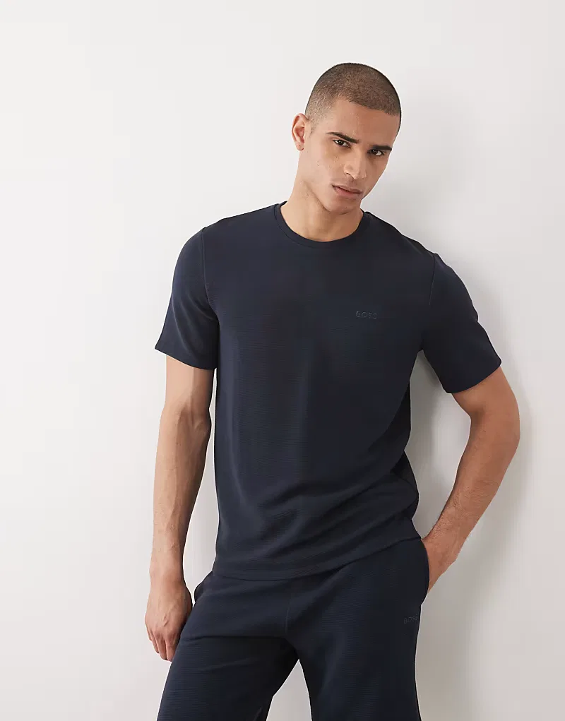 Комплект с трикотажной футболкой BOSS Bodywear Rib, темно-синий