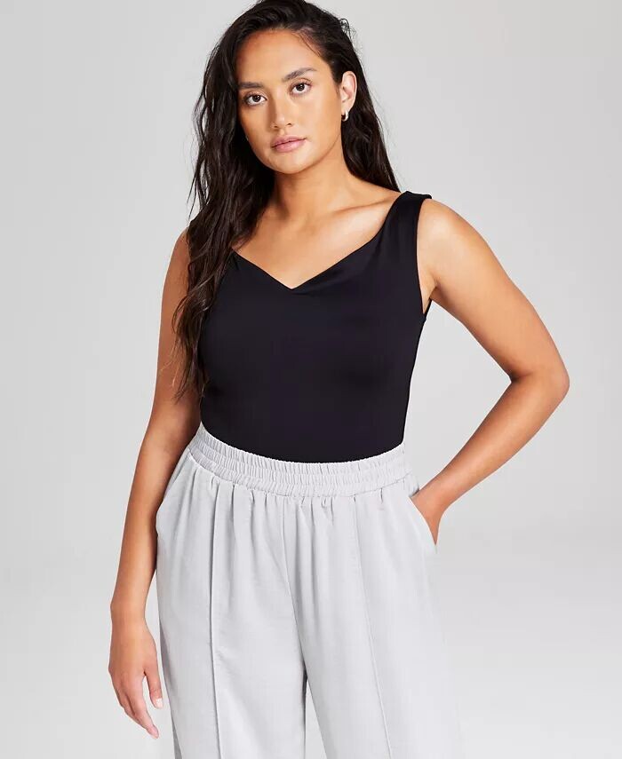 

Женский двухслойный боди без рукавов с V-образным вырезом And Now This, черный