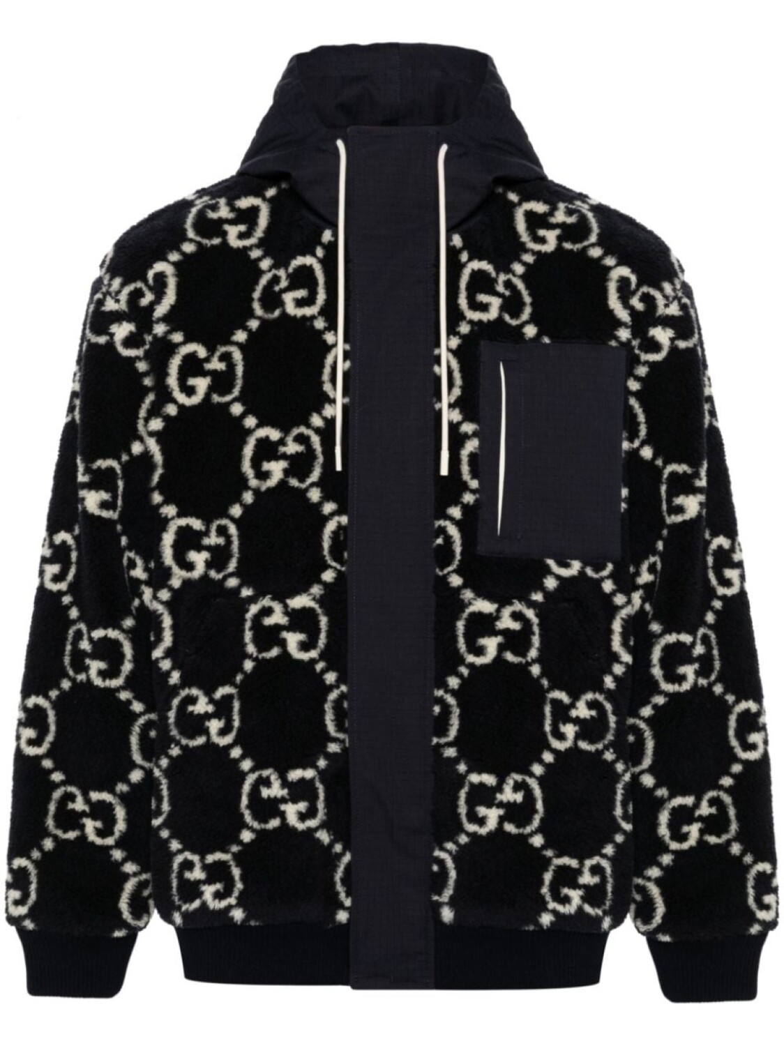 

Gucci куртка с капюшоном и логотипом GG, синий