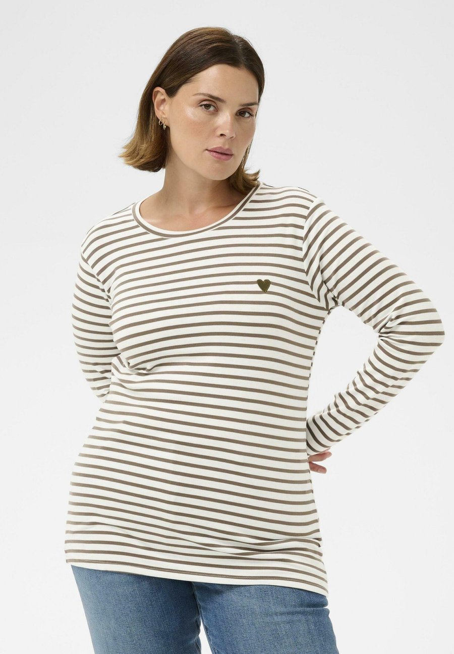 

Топ Kaffe Curve CURVE KCLIA , Chalk Morel - Green Heart/Multi-Coloured