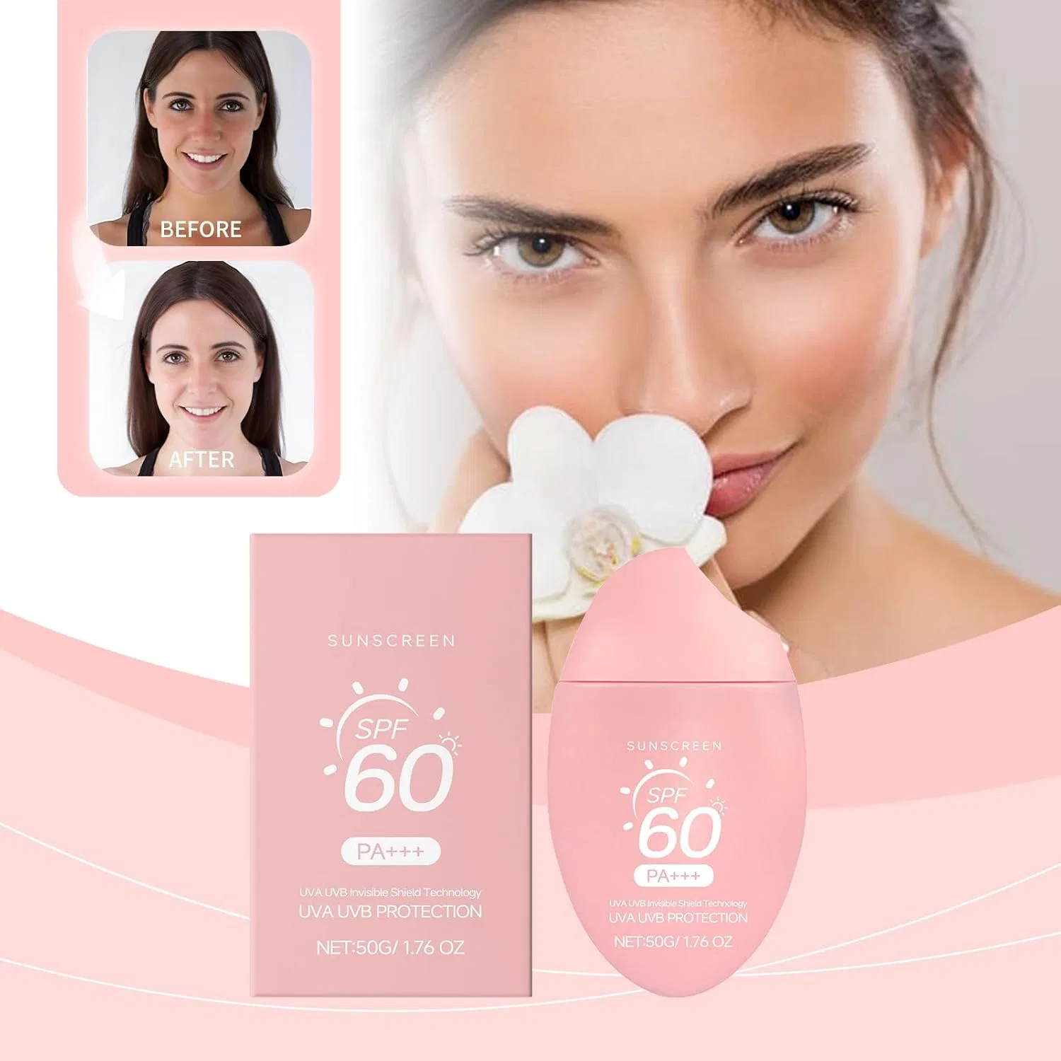 Солнцезащитный крем увлажняющий Generic розовый 75 г — фото 3